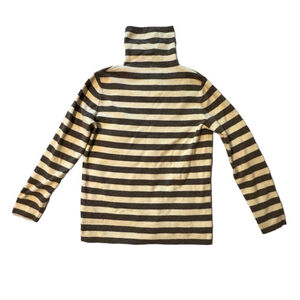 Knit Top Brown and White Striped Turtleneck Sweater Size M